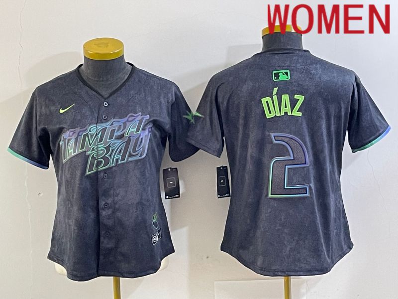 Women Tampa Bay Rays #2 Diaz Nike MLB Limited City Connect Black 2024 Jersey style 1